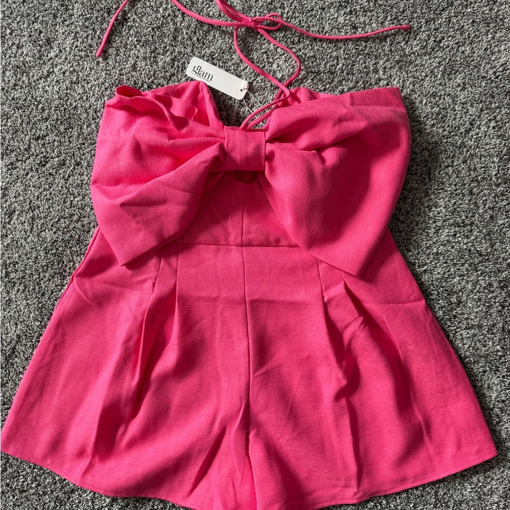 Glam Vibrant Pink Strapless Outfit